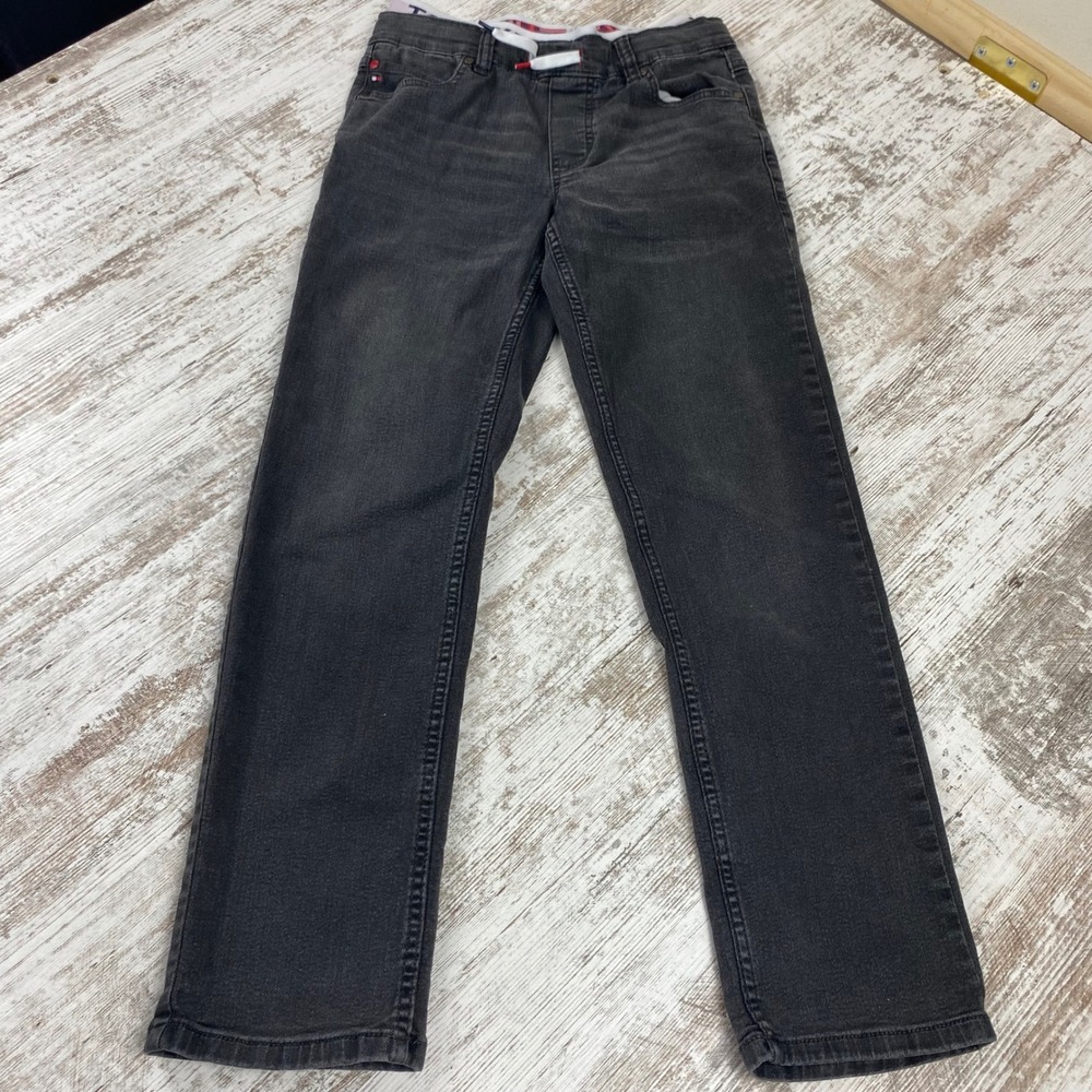 Tommy Hilfiger Boys Double Waistband Drawstring Stretch Jeans Black 12/14